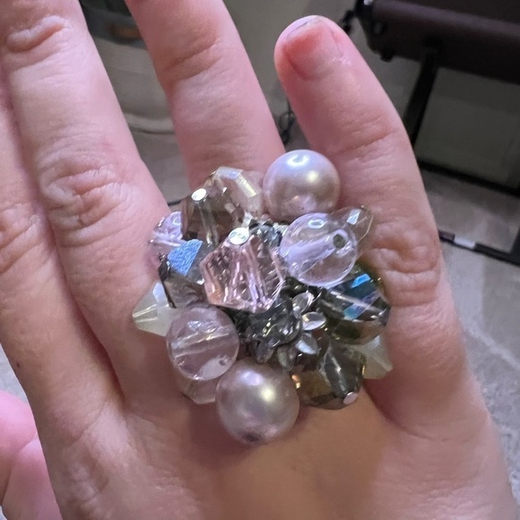 Chunky crystal cluster costume ring - Picture 4 of 6